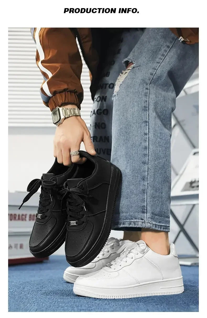 New Solid Color Fashion High Quality Men's Outdoor Walking Vulcanized Shoes Sneakers Casual Shoes Comfortable Lace-up