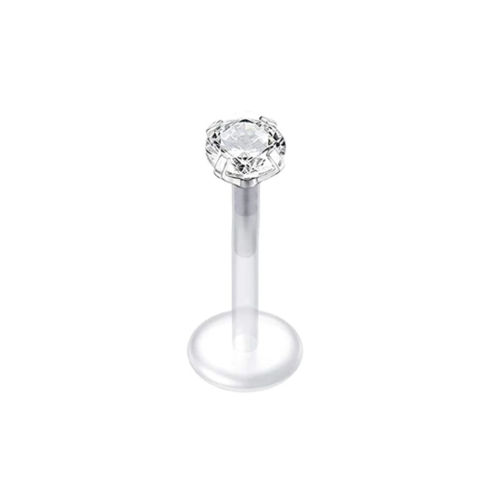 WKOUD 16g Stainless Steel Lip Labret Piercing Crystal Ball Monroe Lip Stud Helix Tragus Conch Cartilage Earrings 6/8/10mm