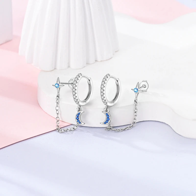 100% 925 Sterling Silver Earrings For Women Colorful Zircon flower Star Butterfly Cat Pendants Earrings Elegant Party Jewelry