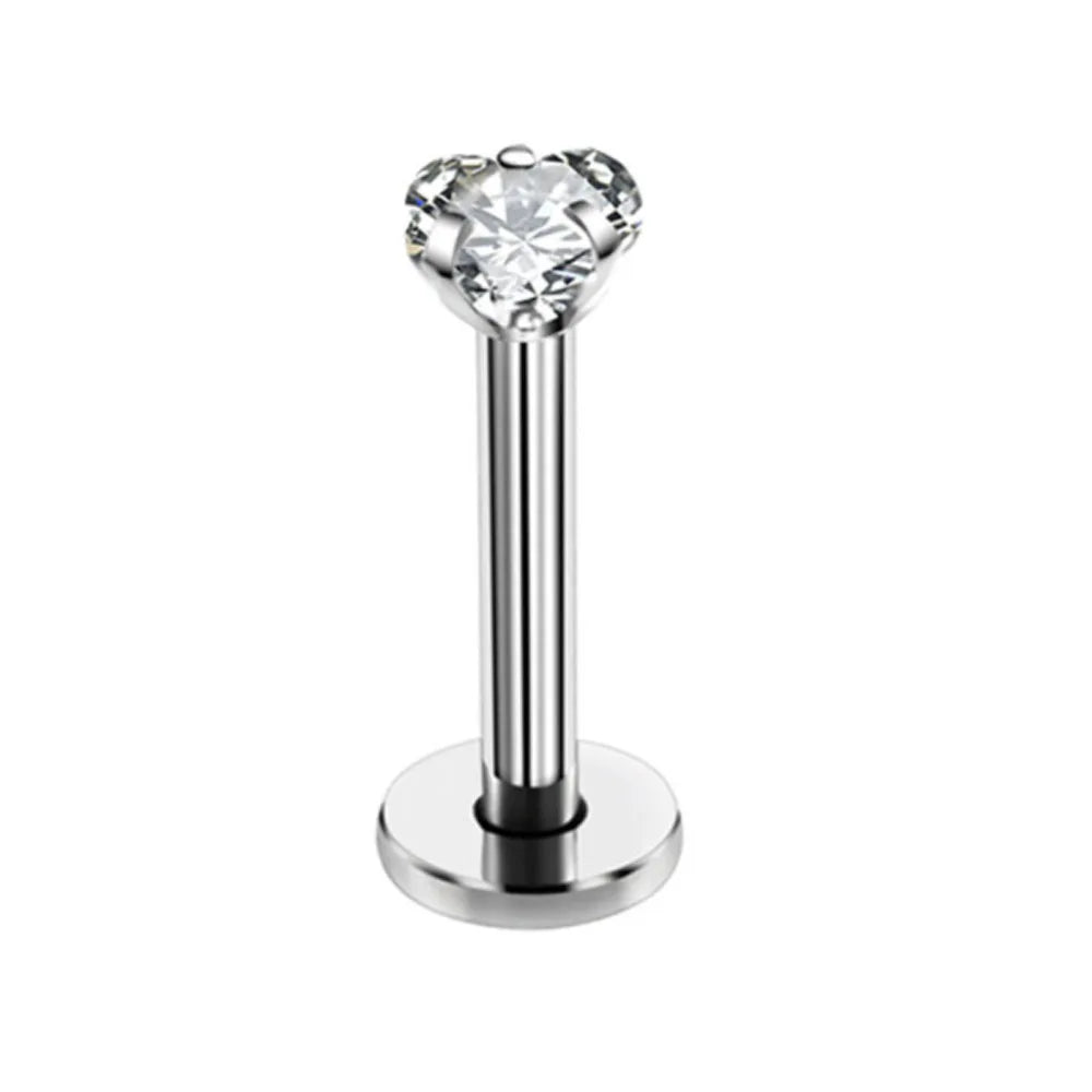 WKOUD 16g Stainless Steel Lip Labret Piercing Crystal Ball Monroe Lip Stud Helix Tragus Conch Cartilage Earrings 6/8/10mm