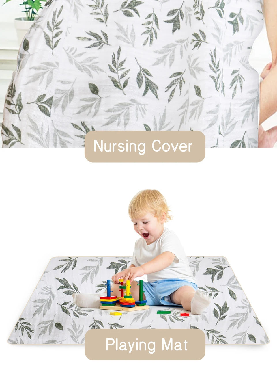100% Cotton 120*110cm 2 Layers Newborn Baby Bath Towel Wrap Muslin Swaddle Blankets