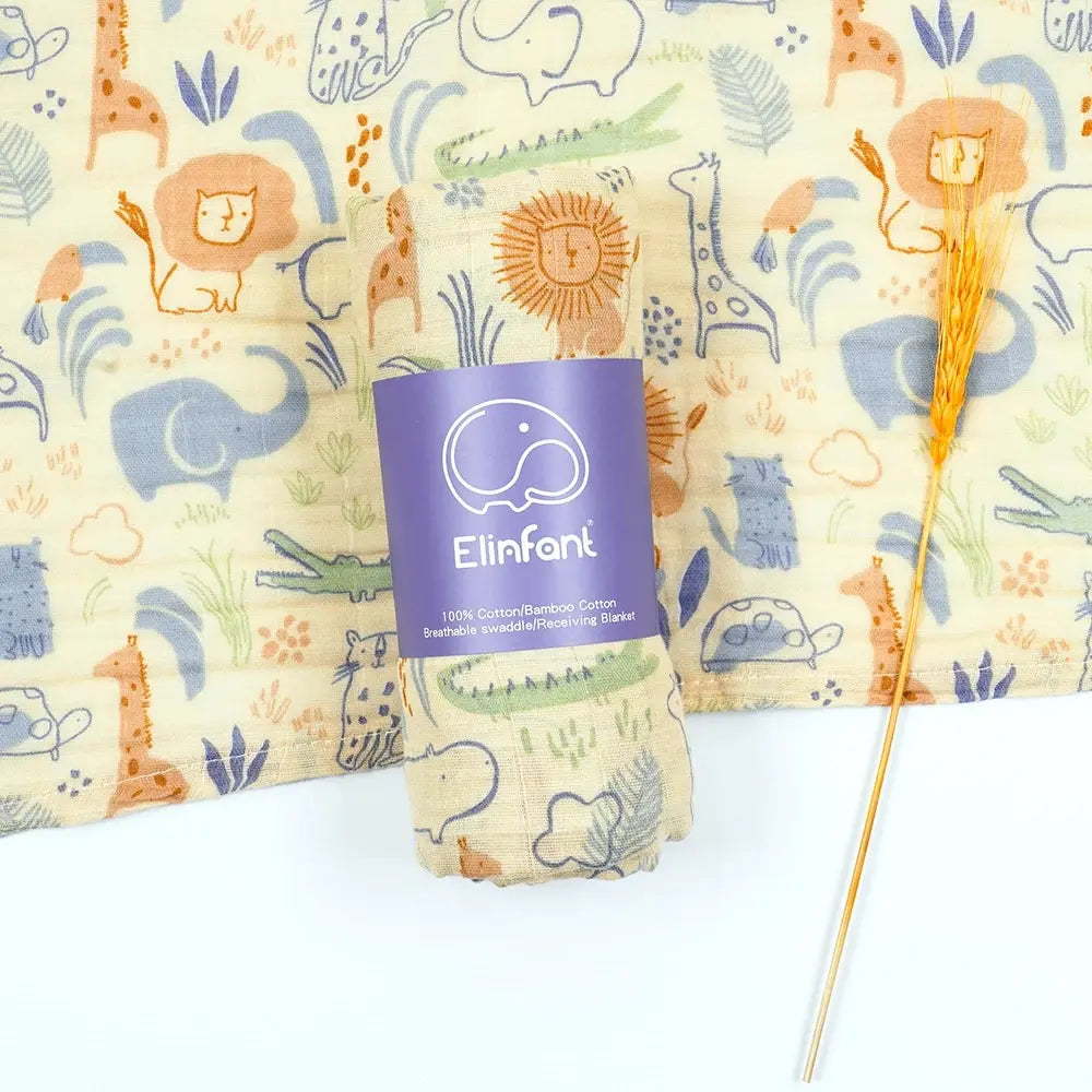 100% Cotton 120*110cm 2 Layers Newborn Baby Bath Towel Wrap Muslin Swaddle Blankets