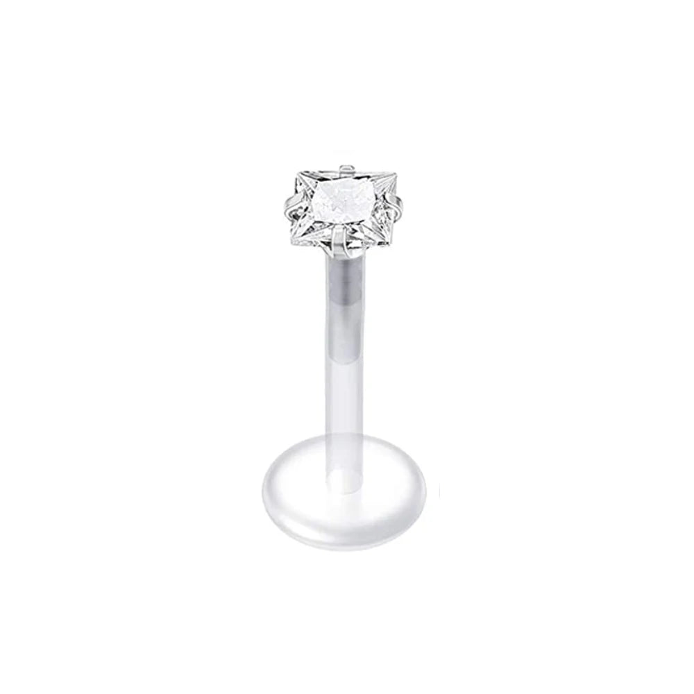 WKOUD 16g Stainless Steel Lip Labret Piercing Crystal Ball Monroe Lip Stud Helix Tragus Conch Cartilage Earrings 6/8/10mm