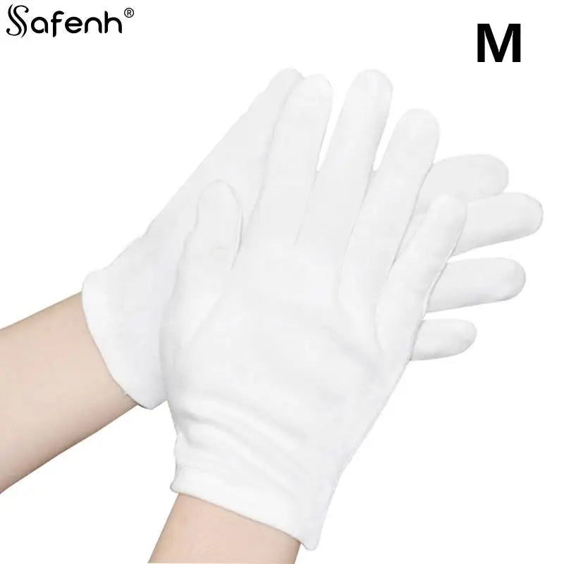 1 Pairs New Full Finger Men Women Etiquette White Cotton Gloves Waiters/Drivers/Jewelry/Workers Mittens Sweat Absorption Gloves