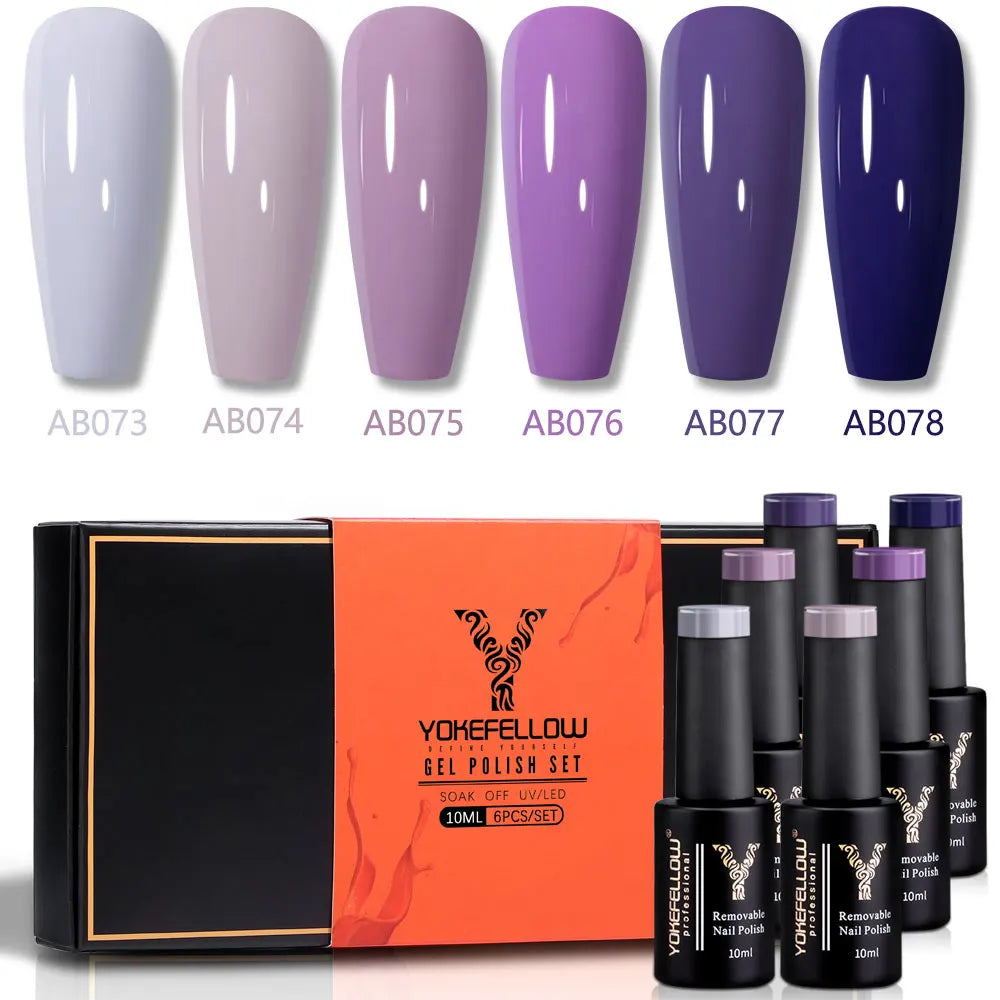 YOKEFELLOW  Pastel Gel Nail Polish Set 6 Colors Spring Summer Macaron Gel Nail Kit Soak Off Nail Art DIY Manicure Gift for Girl