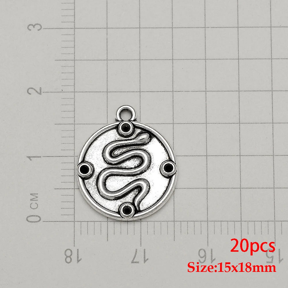 10/20pcs/lot Antique Silver Plated Snake Charms Animals Pendant For Diy Necklace Jewelry Making Findings Supplies Accessories