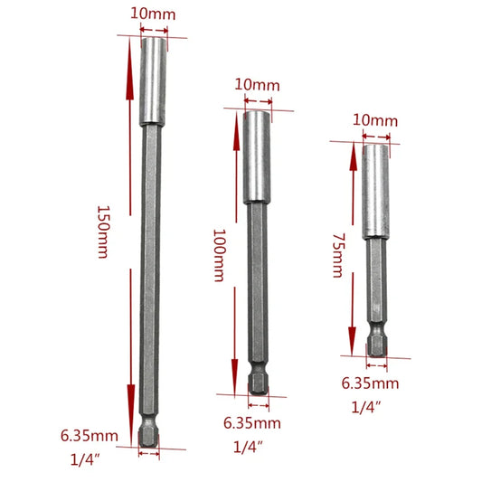 1/4'' Strong Magnetic Hex Screwdriver Bit Extension Connecting Rod Sleeve Pistol Drill Extension Rod 6.35mm Sleeve Quick Adapter