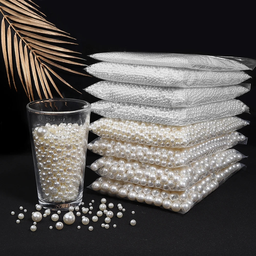 10-1000pcs White ABS Imitation Pearls Without Hole Multi-size Loose Pearl Beads for Jewelry DIY Bracelet Necklace Accessories