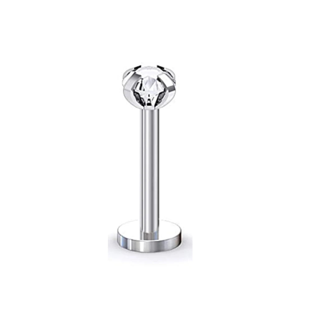 WKOUD 16g Stainless Steel Lip Labret Piercing Crystal Ball Monroe Lip Stud Helix Tragus Conch Cartilage Earrings 6/8/10mm