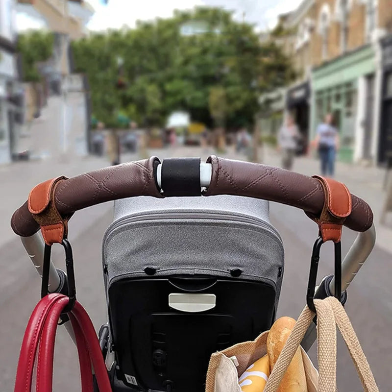 1/2pcs PU Leather Baby Stroller Hook for Pram Rotate 360 Degree Rotatable Cart Organizer Pram Hook Stroller Accessories
