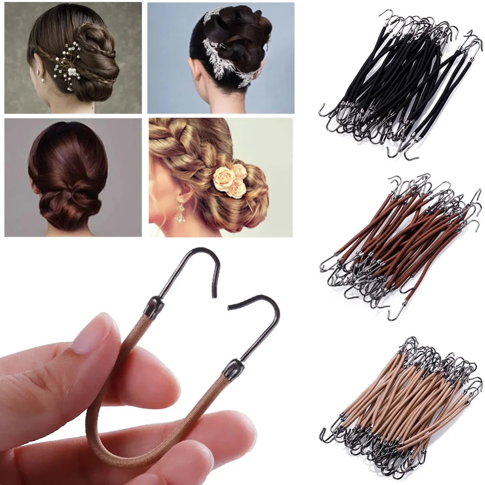 1/5/10pcs Casual Elastic Clips Bows Girls Women Bands Gum With Hooks Ponytail Holder Bungee Hair Thick Hair Accessories Headwear
