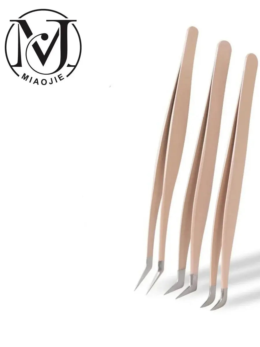 MJ 1 Pcs Eyelash Extension Tweezers Stainless Steel 3D Accurate Clip Eyelashes Tweezers Lash Extensions Supplies Set Tool