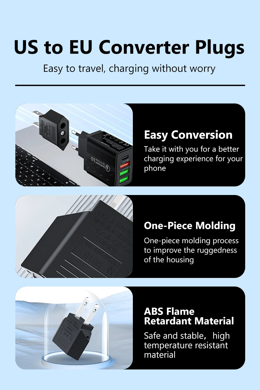 1-10PCS US Electrical Plug Adapter US America To EU European China CN Canada CA Travel Converter Plugs Power Socket AC Outlet