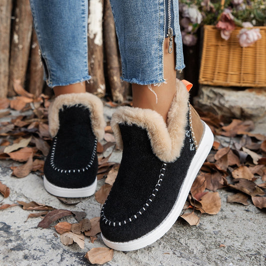 Fleece-lined Thick Plush Warm Plus Size Sewing Cotton Shoes