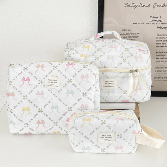 Colorful Bowknot Sweet Style Portable Large Capacity Portable Storage Bag