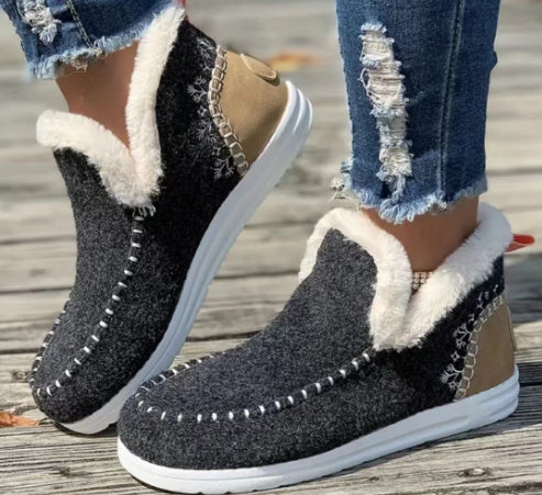 Fleece-lined Thick Plush Warm Plus Size Sewing Cotton Shoes